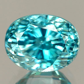 3.57캐럿 천연 블루 지르콘, 타원형 컷, 8.2×6.4 mm, VVS