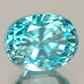 3.57캐럿 천연 블루 지르콘, 타원형 컷, 8.2×6.4 mm, VVS