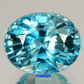 4.20캐럿 천연 블루 지르콘, 타원형 컷, 8.9×7.1 mm, VVS
