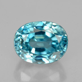 2.92캐럿 천연 블루 지르콘, 타원형 컷, 7.8×6.2 mm, VS