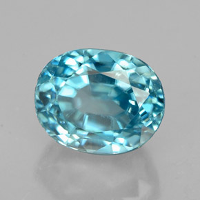 2.92캐럿 천연 블루 지르콘, 타원형 컷, 7.8×6.2 mm, VS