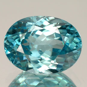 3.29캐럿 천연 블루 지르콘, 타원형 컷, 9.6×7.1 mm, VVS