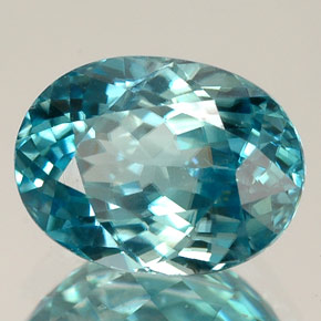 3.29캐럿 천연 블루 지르콘, 타원형 컷, 9.6×7.1 mm, VVS