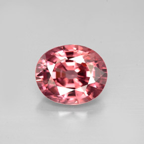 3.42캐럿 천연 로즈 지르콘, 타원형 컷, 9.3×7.8 mm, VVS