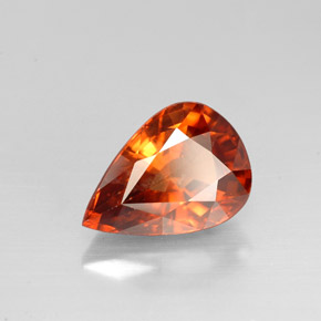 3.05캐럿 천연 오렌지 지르콘, 배 모양, 10.1×7.1 mm, VS