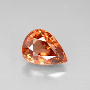 3.12캐럿 천연 오렌지 지르콘, 배 모양, 9.7×7.2 mm, VVS-VS