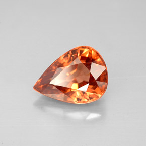 3.12캐럿 천연 오렌지 지르콘, 배 모양, 9.7×7.2 mm, VVS-VS