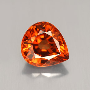 3.65캐럿 천연 오렌지 지르콘, 배 모양, 9.2×8.3 mm, VVS