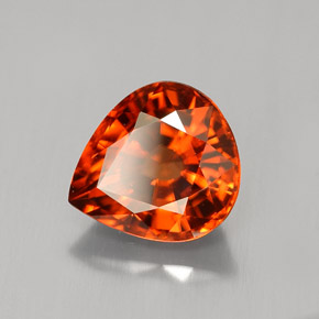 3.65캐럿 천연 오렌지 지르콘, 배 모양, 9.2×8.3 mm, VVS