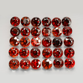 캐럿 천연 붉은빛 오렌지 지르콘 보석, 라운드 컷, 4.12 mm, VVS-VS