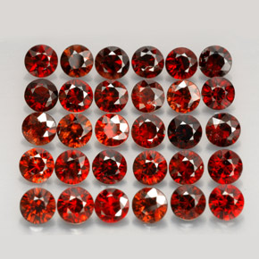 캐럿 천연 붉은빛 오렌지 지르콘 보석, 라운드 컷, 4.12 mm, VVS-VS