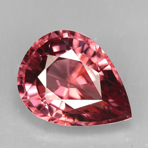 5.50캐럿 천연 로즈 핑크 지르콘, 배 모양, 12×9.1 mm, VS