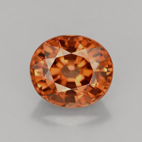 4.07캐럿 천연 오렌지 지르콘, 타원형 컷, 9.4×8.2 mm, VVS