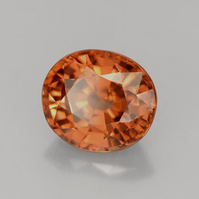 4.07캐럿 천연 오렌지 지르콘, 타원형 컷, 9.4×8.2 mm, VVS