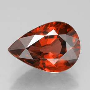 4.14캐럿 천연 붉은빛 오렌지 지르콘, 배 모양, 11.8×8.3 mm, VVS