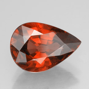 4.14캐럿 천연 붉은빛 오렌지 지르콘, 배 모양, 11.8×8.3 mm, VVS