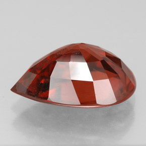4.14캐럿 천연 붉은빛 오렌지 지르콘, 배 모양, 11.8×8.3 mm, VVS
