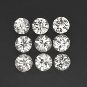 캐럿 천연 화이트 지르콘 보석, 라운드 컷, 5.08 mm, VVS