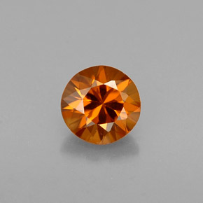 0.60캐럿 천연 오렌지 지르콘, 라운드 컷, 4.64 mm, VVS