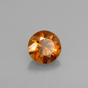 0.60캐럿 천연 오렌지 지르콘, 라운드 컷, 4.64 mm, VVS