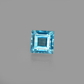 1.02캐럿 천연 블루 지르콘, 스퀘어, 4.6×4.6 mm, VS