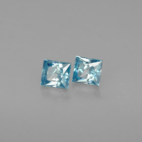 캐럿 천연 블루 지르콘 보석, 스퀘어, 3.5×3.2 mm, VVS-VS