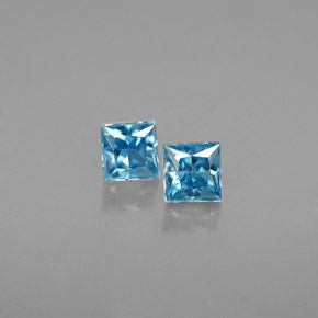 캐럿 천연 블루 지르콘 보석, 스퀘어, 3.5×3.4 mm, VVS