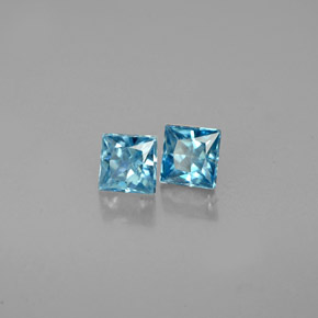 캐럿 천연 블루 지르콘 보석, 스퀘어, 3.5×3.4 mm, VVS