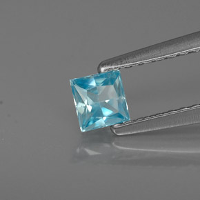 0.38캐럿 천연 블루 지르콘, 스퀘어, 3.7×3.5 mm, VS