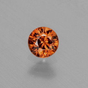 0.94캐럿 천연 붉은빛 오렌지 지르콘, 라운드 컷, 5.46 mm, VVS