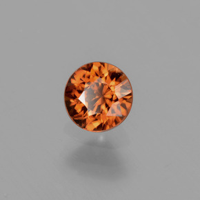 0.94캐럿 천연 붉은빛 오렌지 지르콘, 라운드 컷, 5.46 mm, VVS
