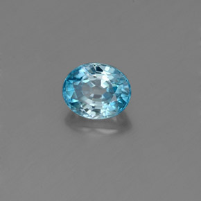 1.06캐럿 천연 블루 지르콘, 타원형 컷, 6×4.9 mm, VVS-VS