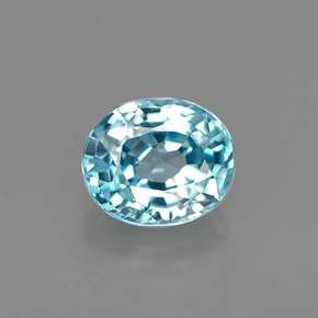 0.98캐럿 천연 블루 지르콘, 타원형 컷, 6×5.1 mm, VVS