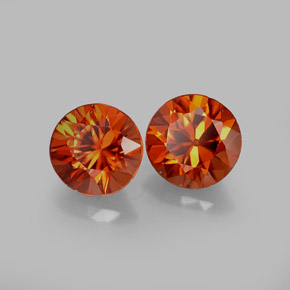캐럿 천연 오렌지 지르콘 보석, 라운드 컷, 4.42 mm, VVS-VS