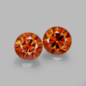 캐럿 천연 오렌지 지르콘 보석, 라운드 컷, 4.42 mm, VVS-VS