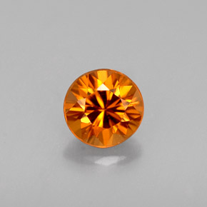 0.65캐럿 천연 오렌지 지르콘, 라운드 컷, 4.67 mm, VVS-VS