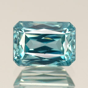 1.57캐럿 천연 블루 지르콘, 에메랄드 컷, 6.9×5 mm, VVS