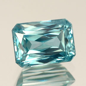 1.57캐럿 천연 블루 지르콘, 에메랄드 컷, 6.9×5 mm, VVS