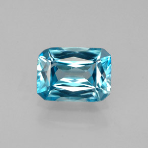 1.26캐럿 천연 블루 지르콘, 에메랄드 컷, 6.9×5 mm, VS-SI