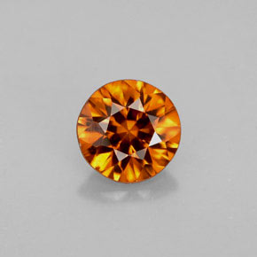 0.91캐럿 천연 오렌지 지르콘, 라운드 컷, 5.52 mm, VVS-VS