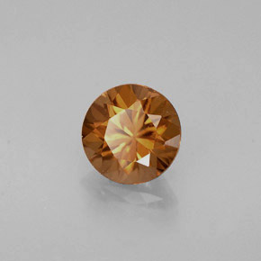 0.89캐럿 천연 오렌지 지르콘, 라운드 컷, 5.45 mm, VVS