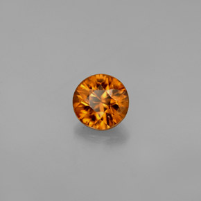 0.91캐럿 천연 오렌지 지르콘, 라운드 컷, 5.33 mm, VVS-VS