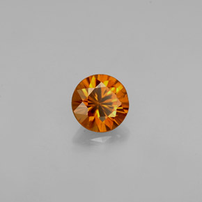 0.90캐럿 천연 오렌지 지르콘, 라운드 컷, 5.42 mm, VVS