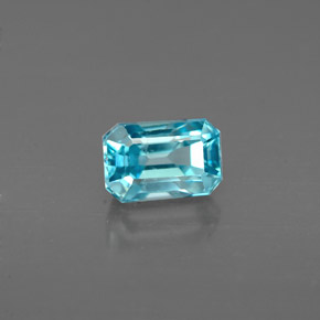 1.22캐럿 천연 블루 지르콘, 에메랄드 컷, 6.1×4.1 mm, VS