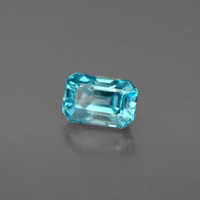 1.22캐럿 천연 블루 지르콘, 에메랄드 컷, 6.1×4.1 mm, VS