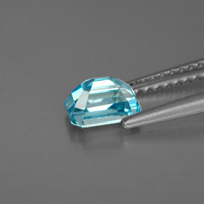 1.22캐럿 천연 블루 지르콘, 에메랄드 컷, 6.1×4.1 mm, VS