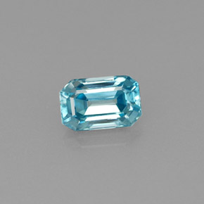 0.97캐럿 천연 블루 지르콘, 에메랄드 컷, 6.1×4 mm, VVS