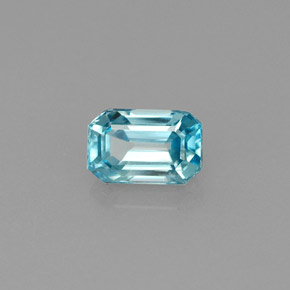 0.97캐럿 천연 블루 지르콘, 에메랄드 컷, 6.1×4 mm, VVS