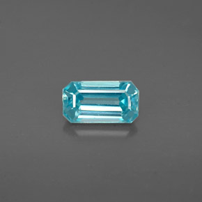 0.88캐럿 천연 블루 지르콘, 에메랄드 컷, 6.6×3.6 mm, VVS