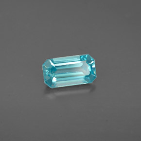 0.88캐럿 천연 블루 지르콘, 에메랄드 컷, 6.6×3.6 mm, VVS